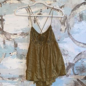 Free People Olive Green Tank Top